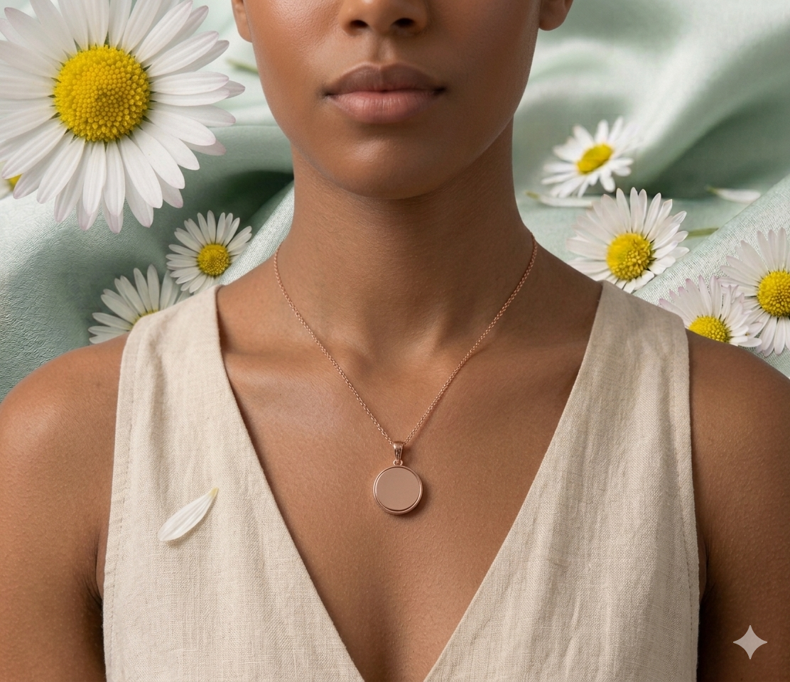 Circle Urn Pendant Necklace - Rose Gold 925 Sterling Silver