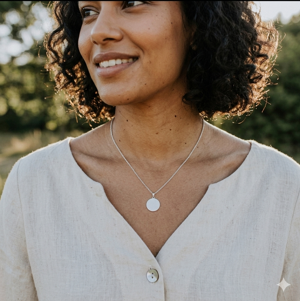 Circle Urn Pendant Necklace - Solid 925 Sterling Silver