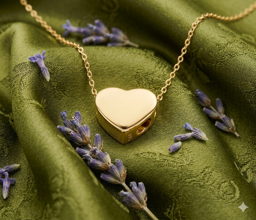 Tiny Heart Urn Pendant Necklace - Gold Vermeil over Sterling Silver