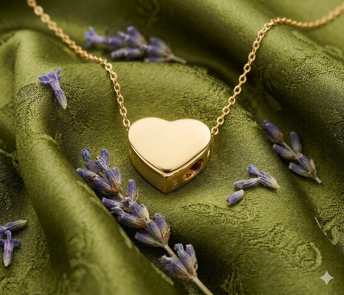 Tiny Heart Urn Pendant Necklace - Gold Vermeil over Sterling Silver