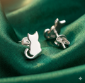 Sterling Silver Tiny Cat Stud Earrings