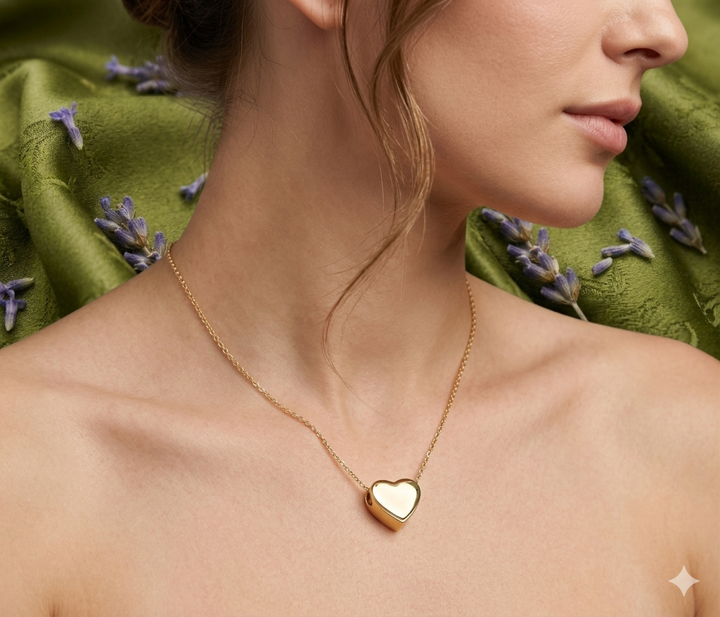 Tiny Heart Urn Pendant Necklace - Gold Vermeil over Sterling Silver