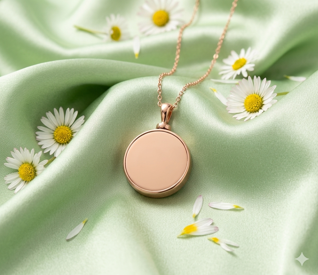 Circle Urn Pendant Necklace - Rose Gold 925 Sterling Silver