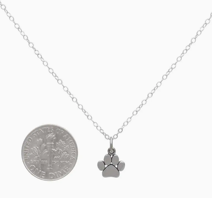 Sterling Silver Paw Print Necklace