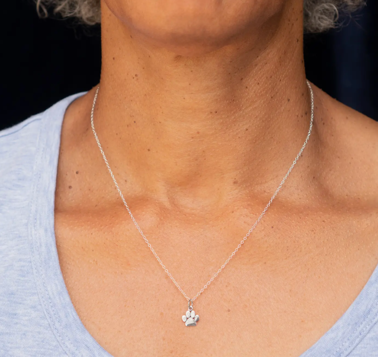 Sterling Silver Paw Print Necklace